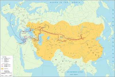 Map of Rubruk's journey in 1248 – 1255