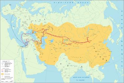 Карта мандрівки Рубрука 1248 – 1255 рр.