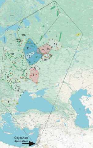 General map of the cores of the «List of Rus’ towns» groups